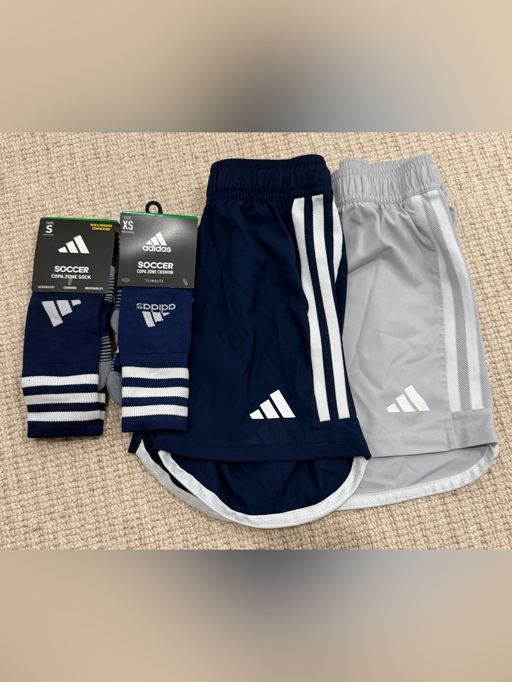 Lot Adidas Tiro 23 Competition Match Soccer Shorts x2 and Copa Zone Soccer Socks